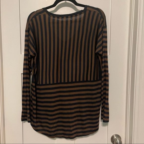 Madewell size small brown and black striped long sleeve t-shirt! - Picture 3 of 4